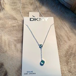 DKNY NWT aquamarine silver and cubic zirconia necklace
